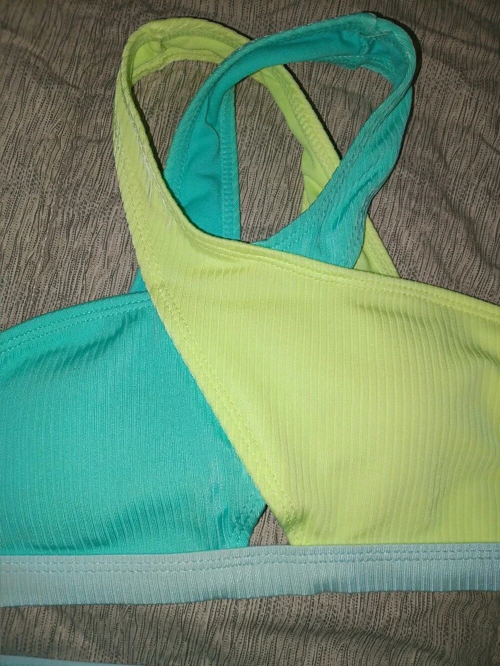 Justice Turquoise Swim Top with Contrast Trim